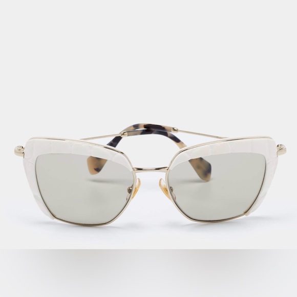 Miu Miu Accessories - Miu Miu White SMU 52Q Cat Eye Sunglasses
